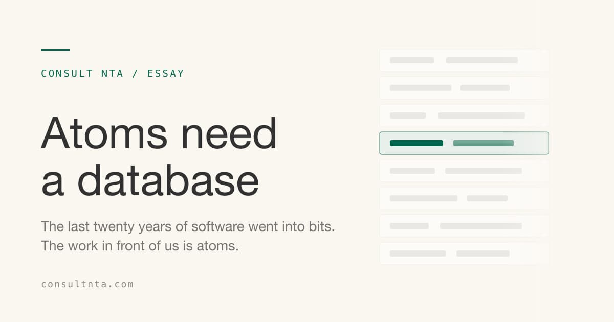Atoms Need a Database